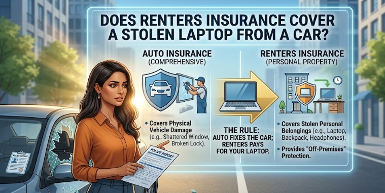 Does Renters Insurance Cover a Stolen Laptop From a Car? (3 Rules)